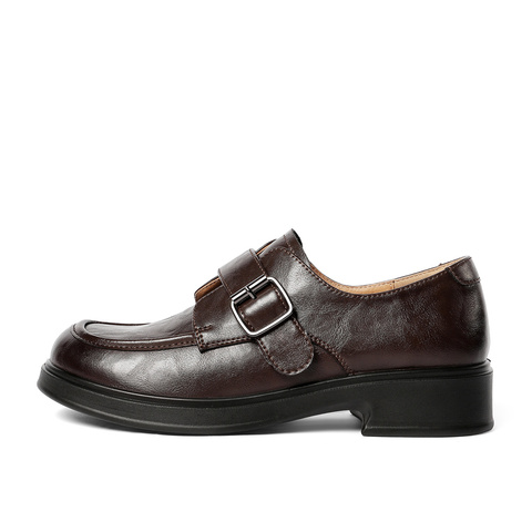 森达牛津鞋女2025秋新商场同款皮带扣厚底休闲单鞋XUK01CA5