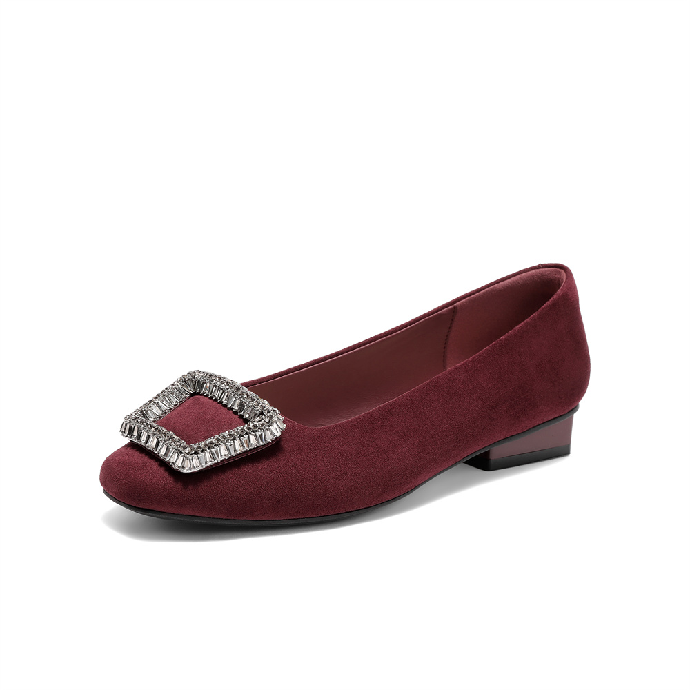 森达法式平底单鞋女2025秋新通勤一脚蹬低跟单鞋WP043CQ5