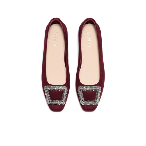 森达法式平底单鞋女2025秋新通勤一脚蹬低跟单鞋WP043CQ5