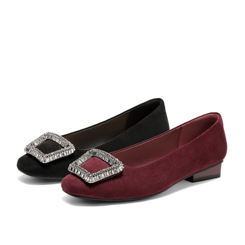 森达法式平底单鞋女2025秋新通勤一脚蹬低跟单鞋WP043CQ5