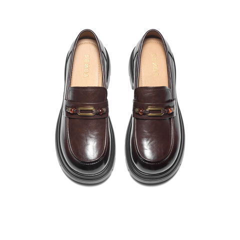 森达乐福鞋女2025秋新商场同款学院风厚底休闲单鞋XUL01CA5