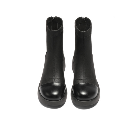 森达弹力靴女2025冬季新款商场同款舒适弹力粗跟短靴XSY01DD5