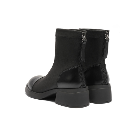 森达弹力靴女2025冬季新款商场同款舒适弹力粗跟短靴XSY01DD5