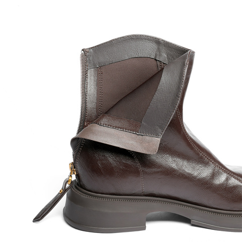 森达弹力靴女2025冬新商场同款复古潮流休闲中筒靴XRP01DZ5