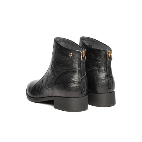 森达休闲靴女2025冬季新款商场同款抓纹皮短皮鞋4T649DD5