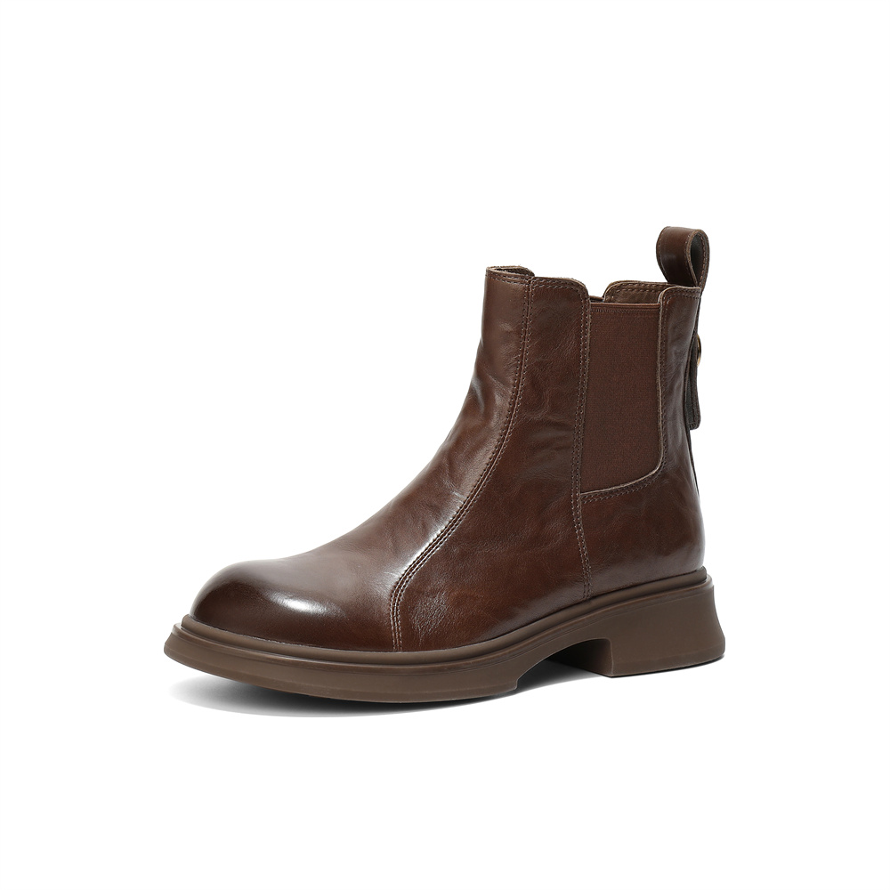 森达切尔西靴女2025冬新商场同款潮流休闲短皮靴XTT01DD5