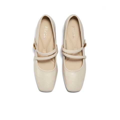 森达玛丽珍女2025秋新商场同款小金豆粗跟浅口小皮鞋XUM01CQ5