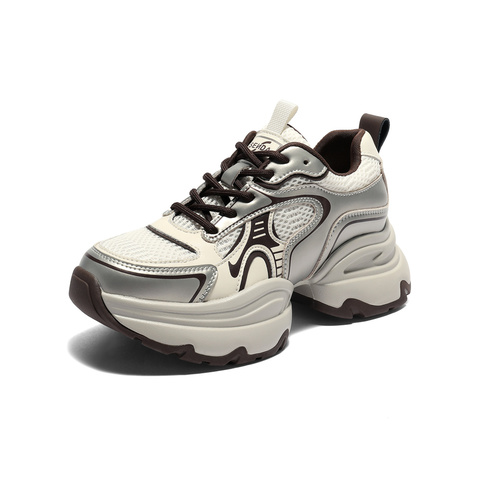 森达网面鞋女2025秋新商场同款拼接厚底休闲老爹鞋XRW01CM5