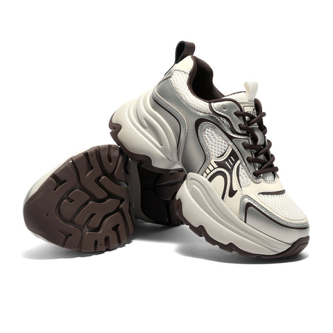 森达网面鞋女2025秋新商场同款拼接厚底休闲老爹鞋XRW01CM5