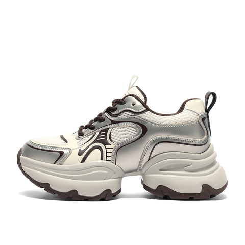 森达网面鞋女2025秋新商场同款拼接厚底休闲老爹鞋XRW01CM5