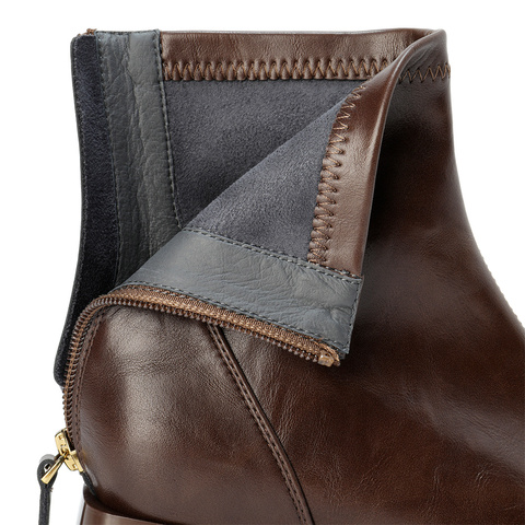 森达弹力靴女2025冬季新款气质方头粗跟休闲短靴ZTI17DD5