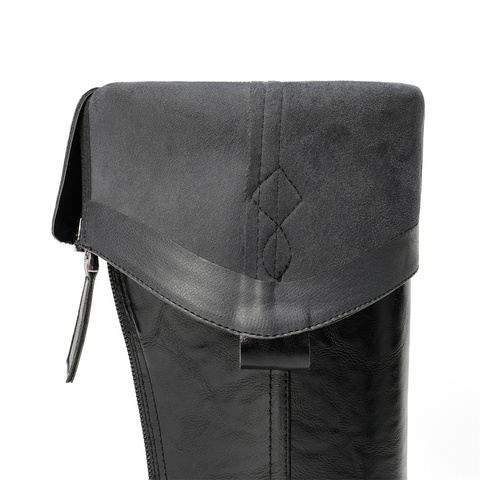 森达西部靴女2025冬季新款商场同款抓纹粗跟长筒靴4QH80DC5