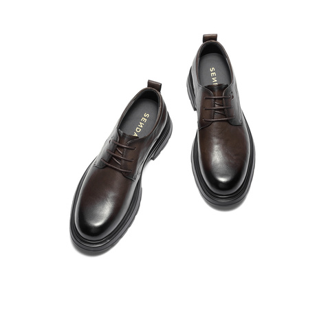 森达休闲皮鞋男2025冬新商场同款厚底舒适单鞋2AN01DM5