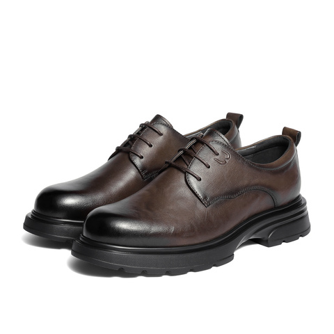 森达休闲皮鞋男2025冬新商场同款厚底舒适单鞋2AN01DM5