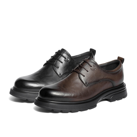 森达休闲皮鞋男2025冬新商场同款厚底舒适单鞋2AN01DM5