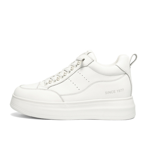 森达高帮鞋女2025冬新商场同款简约厚底休闲小白鞋XTR01DD5