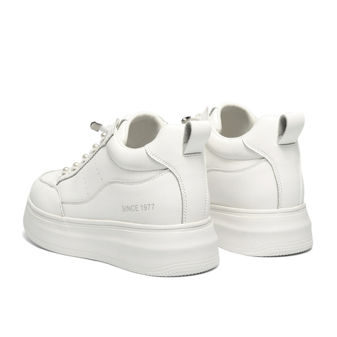 森达高帮鞋女2025冬新商场同款简约厚底休闲小白鞋XTR01DD5