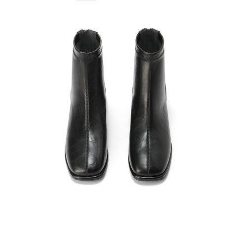 森达弹力靴女2025冬季新款气质方头粗跟休闲短靴ZTI17DD5