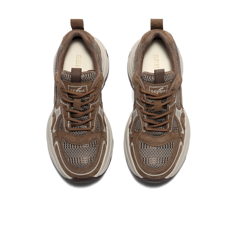 森达网面鞋女2025秋新商场同款拼接厚底休闲老爹鞋XRW01CM5