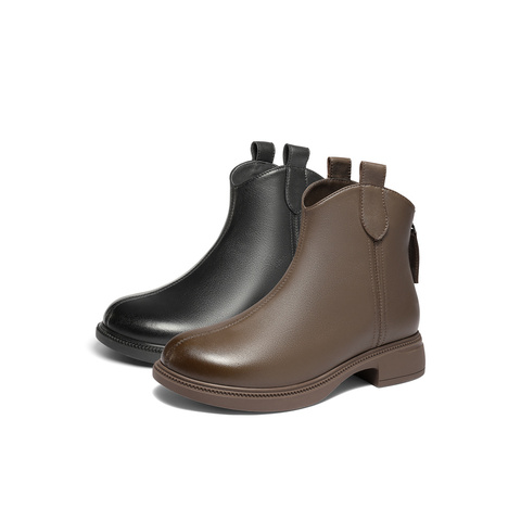 森达时装靴女2025冬新商场同款软面真皮休闲短靴XRU01DD5