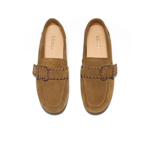 森达乐福鞋女2025秋新简约皮带扣一脚蹬平跟单鞋ZTH91CA5