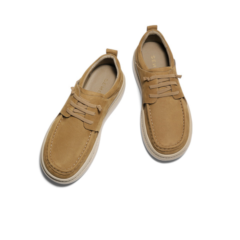 森达休闲皮鞋男2025秋新商场同款简约舒适厚底单鞋2BA01CM5