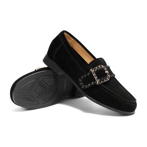 森达乐福鞋女2025秋新简约皮带扣一脚蹬平跟单鞋ZTH91CA5