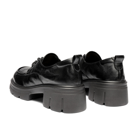 森达牛津鞋女2025秋季新款商场同款抓纹真皮粗跟单鞋XUP01CM5