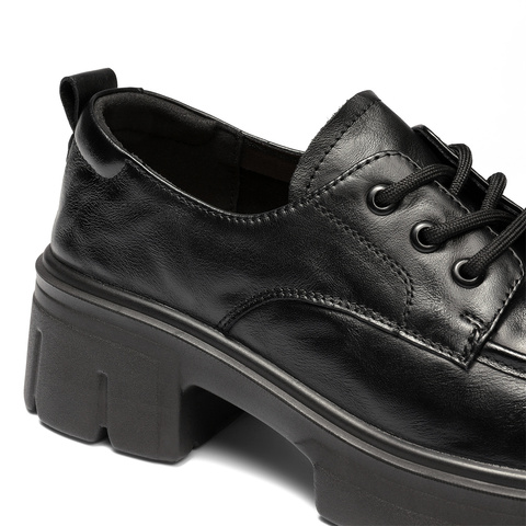 森达牛津鞋女2025秋季新款商场同款抓纹真皮粗跟单鞋XUP01CM5