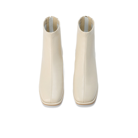 森达弹力靴女2025冬季新款气质方头粗跟休闲短靴ZTI17DD5