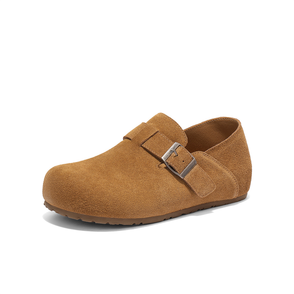 森达勃肯鞋女2025秋季新款简约皮带扣舒适内增高休闲鞋WP050CA5