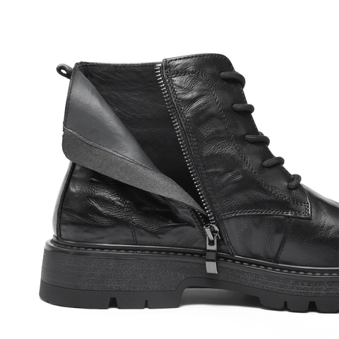 森达马丁靴男2025冬新商场同款抓纹厚底休闲短皮靴2AM01DD5