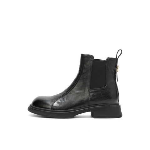 森达切尔西靴女2025冬新商场同款潮流休闲短皮靴XTT01DD5