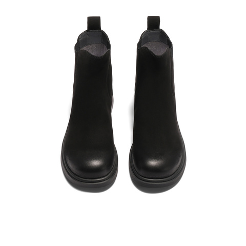 森达切尔西靴女2025冬季新款商场同款简约粗跟短皮靴4CU53DD5