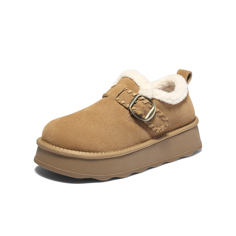 森达毛毛鞋女2025冬季新款舒适保暖厚底勃肯休闲鞋WP051DA5