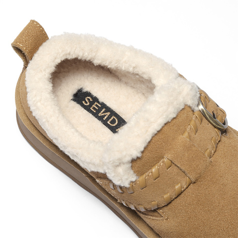 森达毛毛鞋女2025冬季新款舒适保暖厚底勃肯休闲鞋WP051DA5