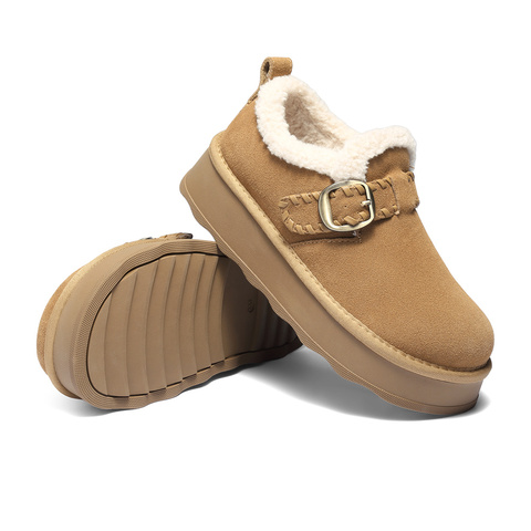 森达毛毛鞋女2025冬季新款舒适保暖厚底勃肯休闲鞋WP051DA5