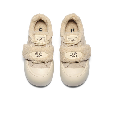 森达毛毛鞋女2025冬新商场同款户外保暖厚底休闲鞋XUT01DM5