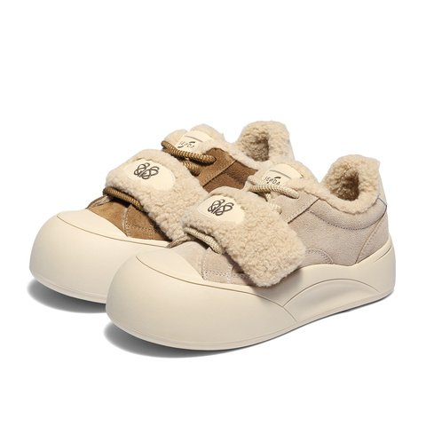 森达毛毛鞋女2025冬新商场同款户外保暖厚底休闲鞋XUT01DM5