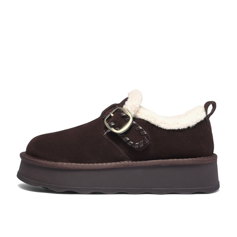 森达毛毛鞋女2025冬季新款舒适保暖厚底勃肯休闲鞋WP051DA5