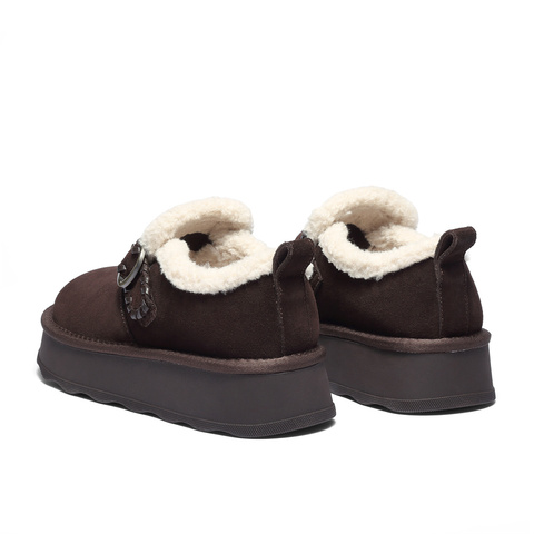 森达毛毛鞋女2025冬季新款舒适保暖厚底勃肯休闲鞋WP051DA5