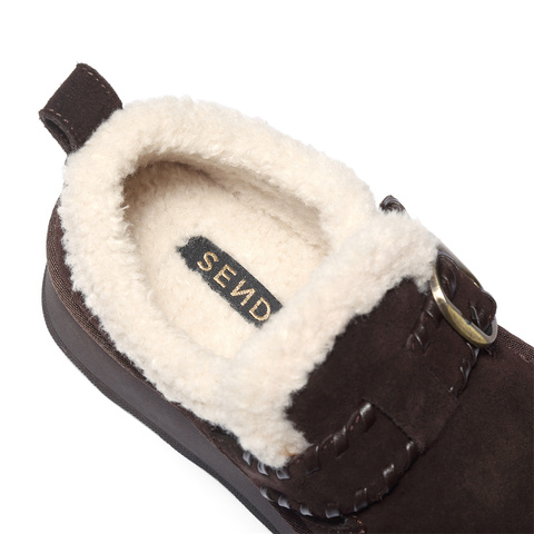 森达毛毛鞋女2025冬季新款舒适保暖厚底勃肯休闲鞋WP051DA5