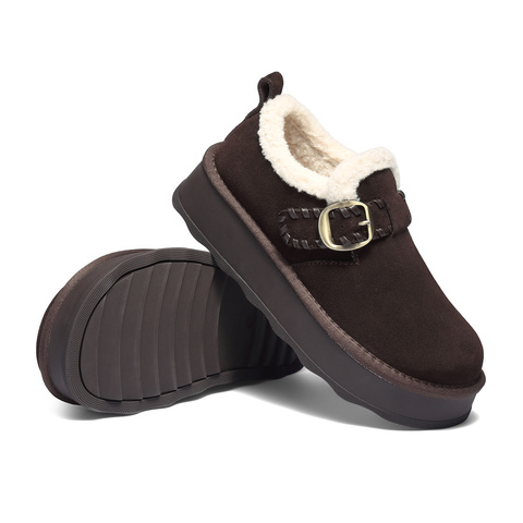 森达毛毛鞋女2025冬季新款舒适保暖厚底勃肯休闲鞋WP051DA5