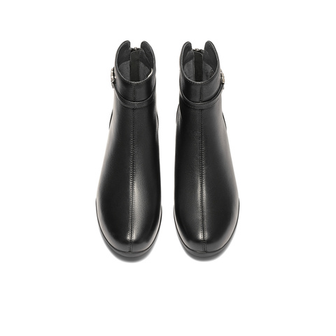 森达时装靴2025冬季新款商场同款软面粗高跟短靴XTH01DD5