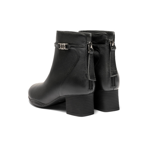 森达时装靴2025冬季新款商场同款软面粗高跟短靴XTH01DD5