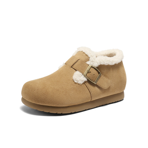 森达毛毛鞋女2025冬新商场同款保暖毛绒勃肯短靴XUW01DD5