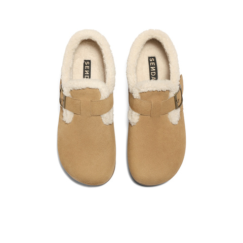 森达毛毛鞋女2025冬新商场同款保暖毛绒勃肯短靴XUW01DD5