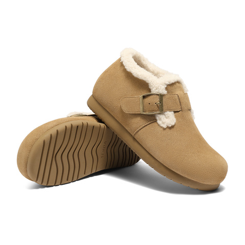 森达毛毛鞋女2025冬新商场同款保暖毛绒勃肯短靴XUW01DD5