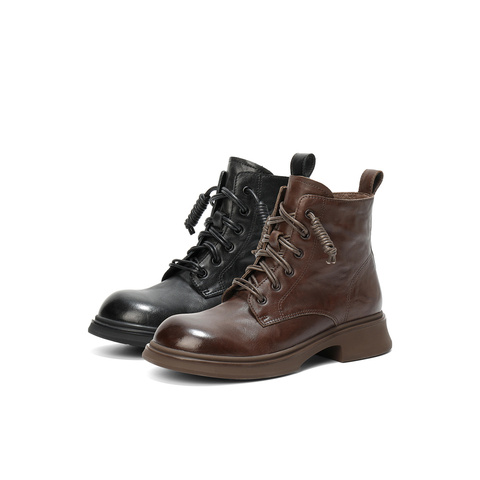 森达马丁靴女2025冬新商场同款机车风厚底休闲短靴XTS01DD5