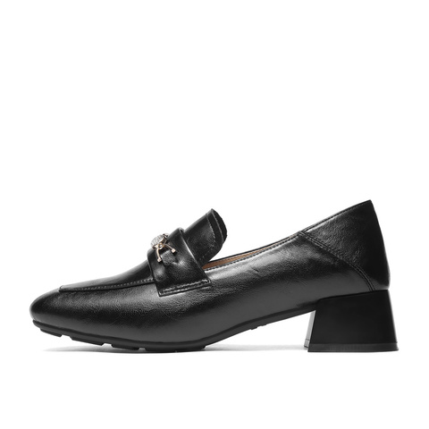 森达乐福鞋女2025秋新时尚通勤气质粗跟舒适单鞋WP048CA5